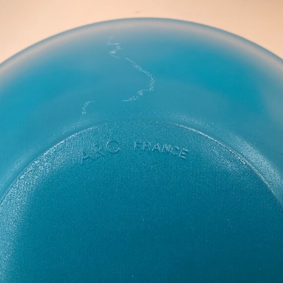 6 Vintage ARC France Glass 6.5” x 1.8” deep Bowls Matte 3 Yellow 3 Blue Set - Picture 4 of 10